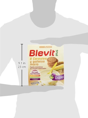 Blevit Plus Duplo 8 Cereales y Galletas María - Paquete de 2 x 300 gr - Total: 600 gr