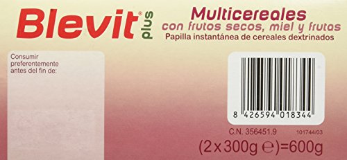 Blevit Plus Multicereales con Frutos Secos - Paquete de 2 x 300 gr - Total: 600 gr