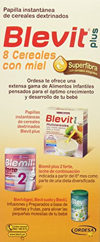 Blevit Plus Superfibra 8 Cereales con Miel - Paquete de 2 x 300 gr - Total: 600 gr