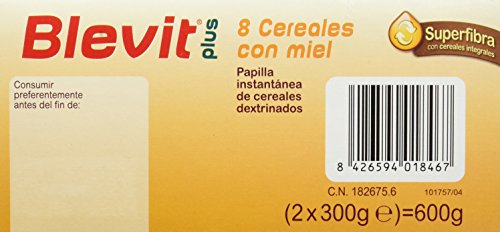 Blevit Plus Superfibra 8 Cereales con Miel - Paquete de 2 x 300 gr - Total: 600 gr