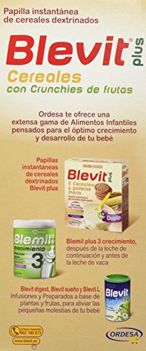 Blevit Plus Trocitos Cereales con Crunchies de Frutas - Paquete de 2 x 300 gr - Total: 600 gr