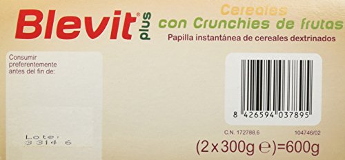 Blevit Plus Trocitos Cereales con Crunchies de Frutas - Paquete de 2 x 300 gr - Total: 600 gr