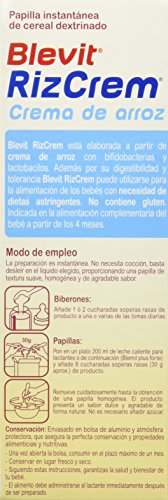 Blevit Rizcrem 300grs. papilla elaborada a partir de crema de arroz con bifidobacterias y lactobacilos.