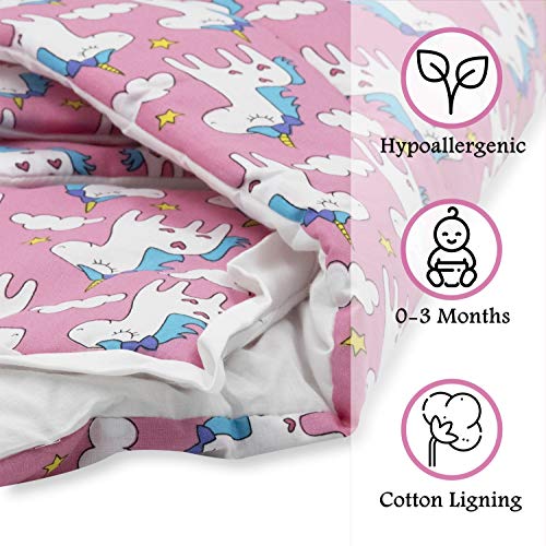 BlueberryShop manta de algodón para bebés con almohada | Saco de dormir para bebés recién nacidos | Regalo perfecto para Baby Shower | 78 x 78 cm | Grises Estrellas