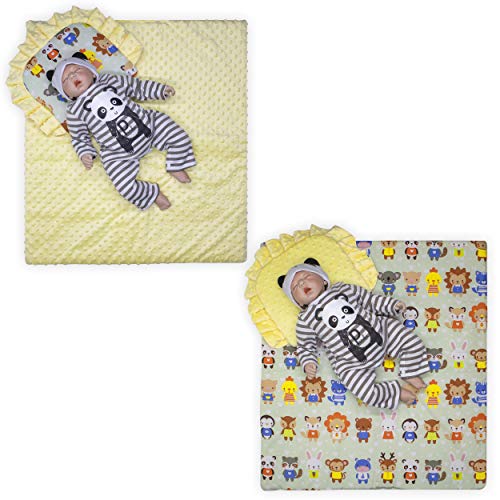 BlueberryShop Minky Juego de fundas para bebé | reversible Edredón Con Almohada Para Recién Nacidos | Para bebés de 0-12 meses| Perfecto como regalo para Baby Shower | 75 x 65 cm | Gris