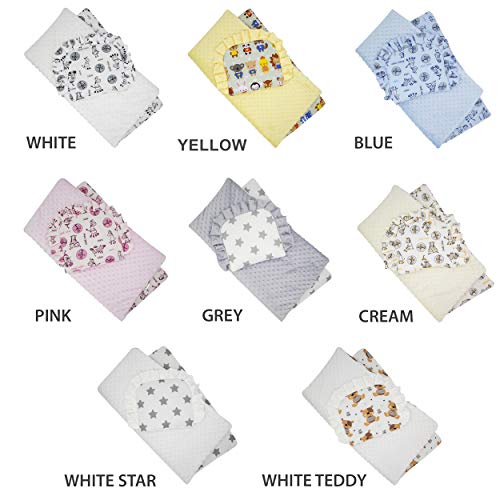 BlueberryShop Minky Juego de fundas para bebé | reversible Edredón Con Almohada Para Recién Nacidos | Para bebés de 0-12 meses| Perfecto como regalo para Baby Shower | 75 x 65 cm | Gris