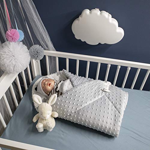 BlueberryShop polar Minky manta reversible para envolver al bebé | Saco de dormir para bebés recién nacidos | Para bebés de 0-3 meses | Regalo perfecto para Baby Shower | 78 x 80 cm | Blanco Gris