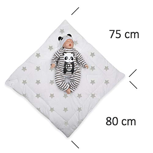 BlueberryShop polar Minky manta reversible para envolver al bebé | Saco de dormir para bebés recién nacidos | Para bebés de 0-3 meses | Regalo perfecto para Baby Shower | 78 x 80 cm | Blanco Gris