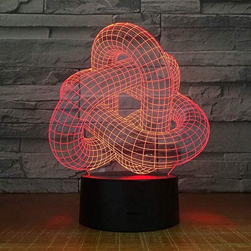 Bluetooth 7 y 16M Colores APLICACIÓN móvil Óptica Luz nocturna Visión 3D LED Magic Twist Nudo bloqueado Regulable Tienda familiar Ambiente romántico niños amigos regalos de vacaciones