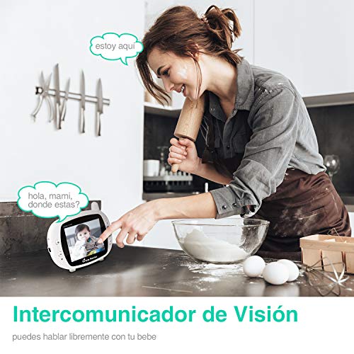 BOIFUN Vigilabebés Inalámbrico, Bebé Monitor Inteligente con Pantalla LCD 3.5", Cámara Vigilancia Bebe, Visión Nocturna, Monitoreo de Temperatura, Comunicación Bidireccional - Ampliable a 4 Cameras