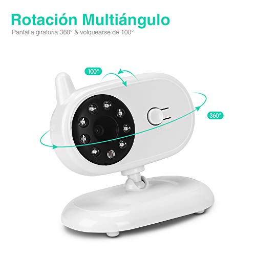 BOIFUN Vigilabebés Inalámbrico, Bebé Monitor Inteligente con Pantalla LCD 3.5", Cámara Vigilancia Bebe, Visión Nocturna, Monitoreo de Temperatura, Comunicación Bidireccional - Ampliable a 4 Cameras