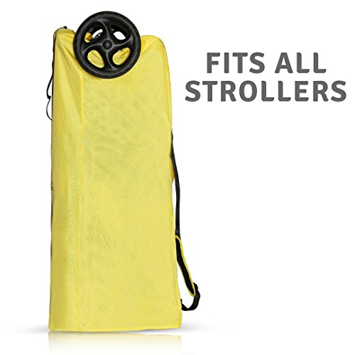 Bolsa de Cochecito de Viaje – Duro Nailon Resistente a Rasgados – Bolsa para Coche de Bebé para Avión – La Manera Más Sencilla de Llevar el Cochecito – Correas y Asa – Mochila para Cochecito, Amarillo