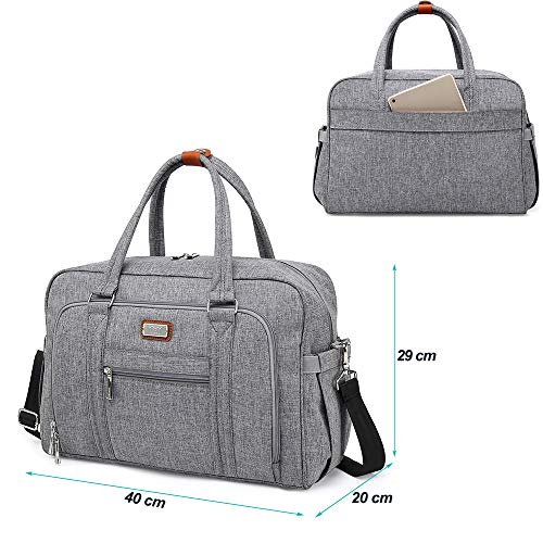 Bolsa de Pañalera WEAVILA, bolso para pañales unisex con almohadilla para cambiar y bolsillos aislados para Mamá y Papá, bolsa de viaje convertible, gris