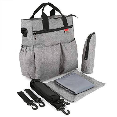 Bolsa de Pañales Insular de Bebé de Pañales Bolsa de Bebé Portátil De Suspensión de Gran Capacidad Oblicua Mochila(Gray)