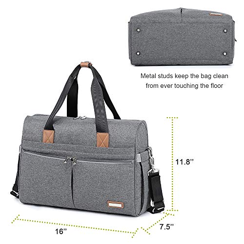 Bolsa Maternal de Pañales RUVALINO, Gran Bolso de Viaje, para el Carrito del Bebé, Elegante para Mamá y Papá, Cambiador de Bebé Convertible para Niños y Niñas con Bolsillos Independientes (gris)