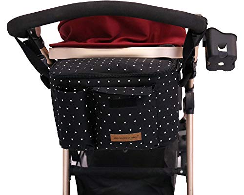 Bolsa Organizadora de Cochecitos para Mamá,Bolsa Carrito Bebe Súper Liviana, Multifuncional de Gran Capacidad para Almacenar 38,5 x 20,1 x 7,7 cm (Negro)