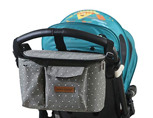 Bolsa Organizadora de Cochecitos para Mamá,Bolsa Carrito Bebe Súper Liviana, Multifuncional de Gran Capacidad para Almacenar 38,5 x 20,1 x 7,7 cm(Gris)