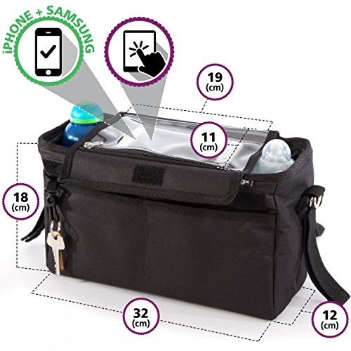 Bolsa organizadora XL para cochecito o silla de paseo de BTR. Negro