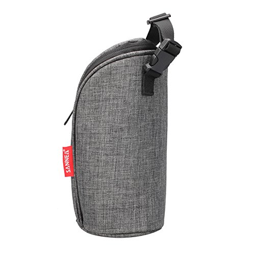 Bolso aislante en forma cilíndrica, marca Yvonnelee, bolso térmico, bolso nevera para botellas y biberones, nailon 420D, repelente al agua, ligero y pequeño, 10 x 10 x 20 cm gris Neu Grau