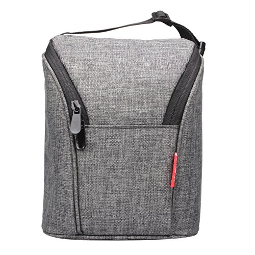 Bolso aislante en forma cilíndrica, marca Yvonnelee, bolso térmico, bolso nevera para botellas y biberones, nailon 420D, repelente al agua, ligero y pequeño, 10 x 10 x 20 cm gris Neu Grau