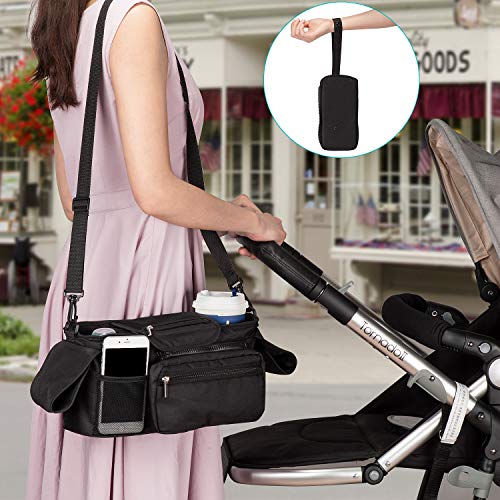 Bolso Carrito Universal, Bolso Silla Paseo Bebe, Momcozy Bolsos Organizador Carro para Bugaboo Cochecito con 2 Sujetavasos Portavasos Aislados, Correa para el Hombro y Espacio de Almacenamiento Grande