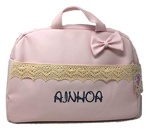 Bolso polipiel carrito bebe. Color rosa. Personalizado con nombre bordado- Danielstore (rosa)