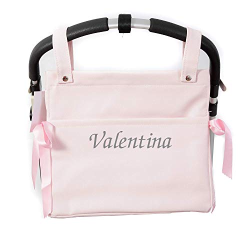 Bolso Talega Lactancia PERSONALIZADA Polipiel para carro Rosa - Nombre bebé bordado