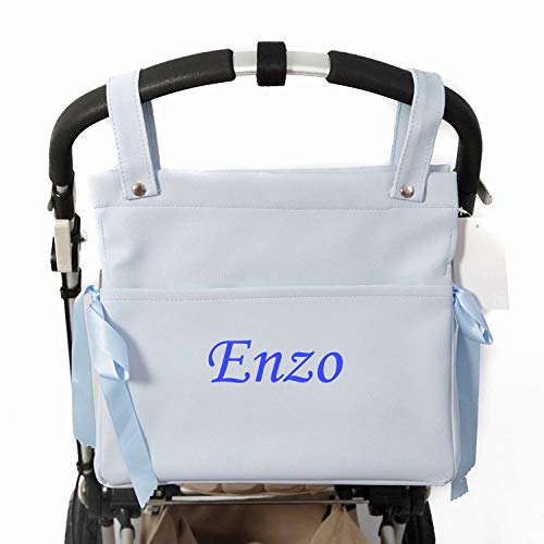 Bolso Talega Polipiel Personalizado Carrito Bebe -Danielstore. Nombre bebe bordado