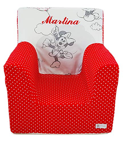 Borda y más Sillón o Asiento Infantil Personalizado de Espuma para bebés y niños. Varios Modelos y Colores Disponibles. (Minnie Comet)