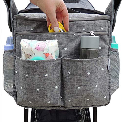 Bostar Bolsa de Carro para Bebe Bolsa Multifuncional de Gran Capacidad para Mamá Bolsa de Almacenamiento Correa Universal Silla de Paseo