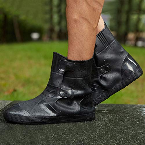 Botas impermeables gruesas y resistentes al desgaste. Fundas para zapatos de lluvia reutilizables para deportes de bicicleta al aire libre, color negro