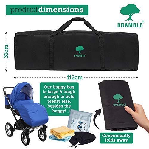 BRAMBLE! Premium Universal Bolsa de Transporte de Cochecito - Bolsa de Cochecito de Viaje, Carrito Bebe - Ligero Compacto Impermeable - Protección Total para Viaje, Avión Gate Check o Almacenamiento.