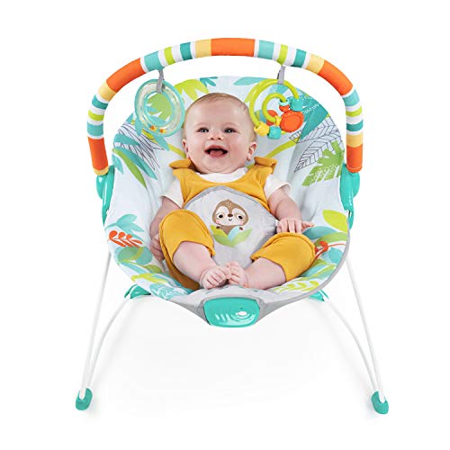 Bright Starts 12227 - Hamaca bebé rainforest vibes, con vibraciones y arco de juego, unisex