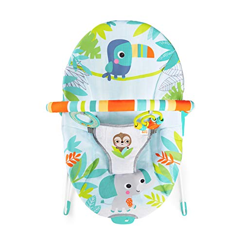 Bright Starts 12227 - Hamaca bebé rainforest vibes, con vibraciones y arco de juego, unisex