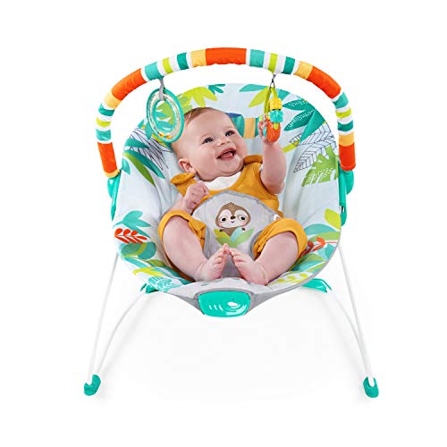 Bright Starts 12227 - Hamaca bebé rainforest vibes, con vibraciones y arco de juego, unisex