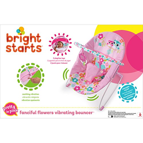 Bright Starts Fanciful Flowers Hamaca con vibraciones, Niños unisex, Rosa