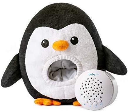 Bubzi Co Pingüino Máquina de Ruido Blanco Auxiliar del Sueño - TOP Regalo Baby Shower - Calma y Adormece Recién Nacido y Niños - Peluche para bebes con Proyector estrellas - Calmante de Bebé