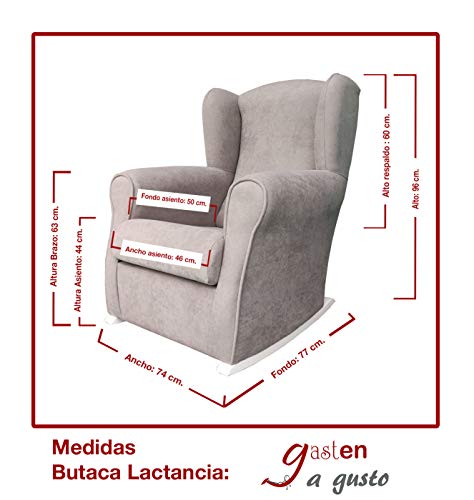 Butaca Lactancia Rodero o mecedora- Tela Antimanchas (Acualine). Medidas: 96 * 74 * 78 cm. Ideal para amantar y balancear al bebe para dormirlo.… (gris)