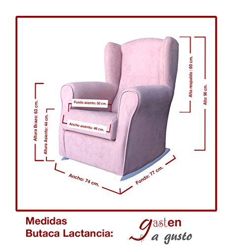 Butaca Lactancia Rodero o mecedora- Tela Antimanchas (Acualine). Medidas: 96 * 74 * 78 cm. Ideal para amantar y balancear al bebe para dormirlo.… (rosa)