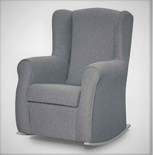 Butaca Sillón Orejero balancin para bebes de lactancia. Sillon Tapizado Suave Gris (Gris)