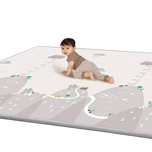 Buyger Bebé Crawl Mat Alfombrilla de Juegos Para Piso Nursery Cuidado de Doble Cara Impermeable Dirt-Proof Actividad Para Niños y Niñas Alfombra Infantil Juegos 200 * 180 cm