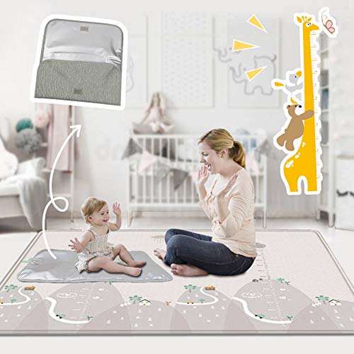 Buyger Bebé Crawl Mat Alfombrilla de Juegos Para Piso Nursery Cuidado de Doble Cara Impermeable Dirt-Proof Actividad Para Niños y Niñas Alfombra Infantil Juegos 200 * 180 cm