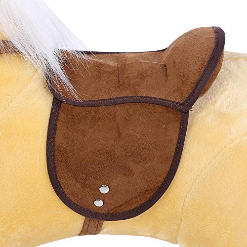 Caballito Balancín Caballo Balancín de Juguete Balancin Peluche Infantil Caballito Balancin para Bebé, con Base de Madera Maciza(Beige)