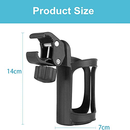 CAILI 2 pcs El Portavasos del Cochecito,Portavasos Universal con 360 Grados, para Cochecitos de Bebé y Sillas de Ruedas y Bicicletas(Negro)