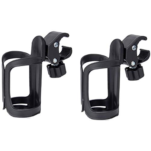 CAILI 2 pcs El Portavasos del Cochecito,Portavasos Universal con 360 Grados, para Cochecitos de Bebé y Sillas de Ruedas y Bicicletas(Negro)