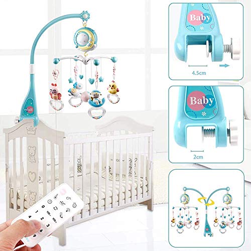 Calistouk Móvil Musical para Cuna de Bebé con Mando a Distancia Luz de Estrellas Campanilla Decoración Sonajero para Cama Juguete Proyector de Cuna para Bebés Recién Nacidos