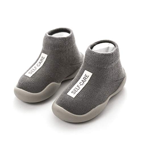 Calzado Casual Infantil Zapatos De Goma Antideslizantes Calcetines De Punto Zapatos De Casa OtoñO Nuevas Botas Desnudas Zapatos para BebéS Y NiñOs ReciéN Nacidos Zapatos De Primer Paso(Gris,21EU)