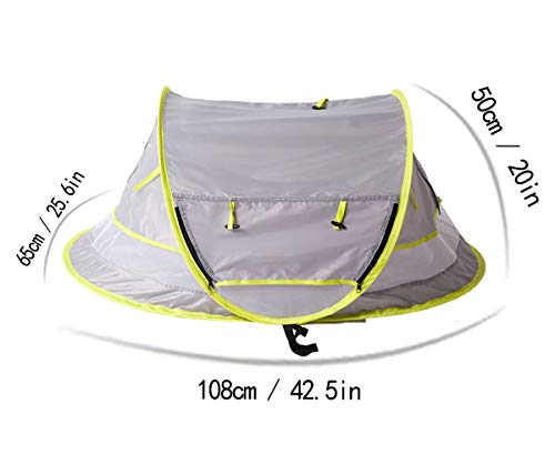 Cama de viaje portátil para bebé, tienda de campaña de playa para bebé, UPF 50 +, malla de mosquitera, parasol para tienda de campaña, babero de playa.