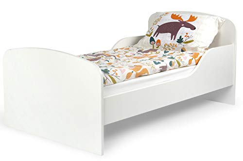 Cama Infantil de Madera 140/70 Cama Para Niños Marco de Cama Colchón Cómodo Alta Validad Vuarto de Niños Muebles Para Niños Dormitorio Blanco