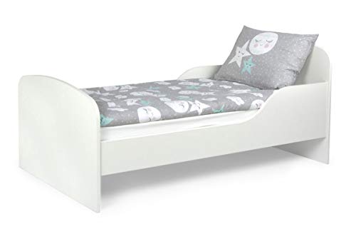 Cama Infantil de Madera 140/70 Cama Para Niños Marco de Cama Colchón Cómodo Alta Validad Vuarto de Niños Muebles Para Niños Dormitorio Blanco